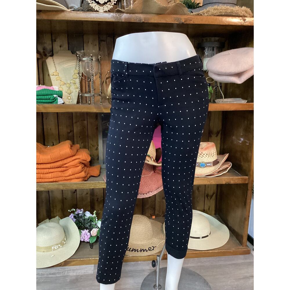 Old Navy Pixie Mid-Rise Black with white dots pants Size 8
